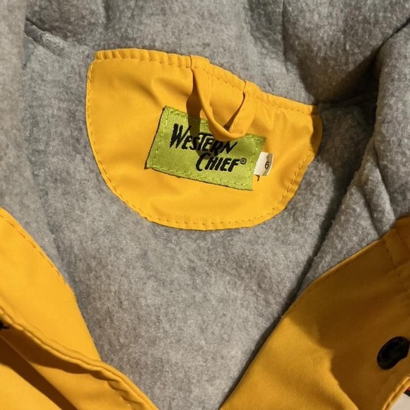 Yellow and black firefighter raincoat with hood #kidcore #rave - Picture 3 of 7